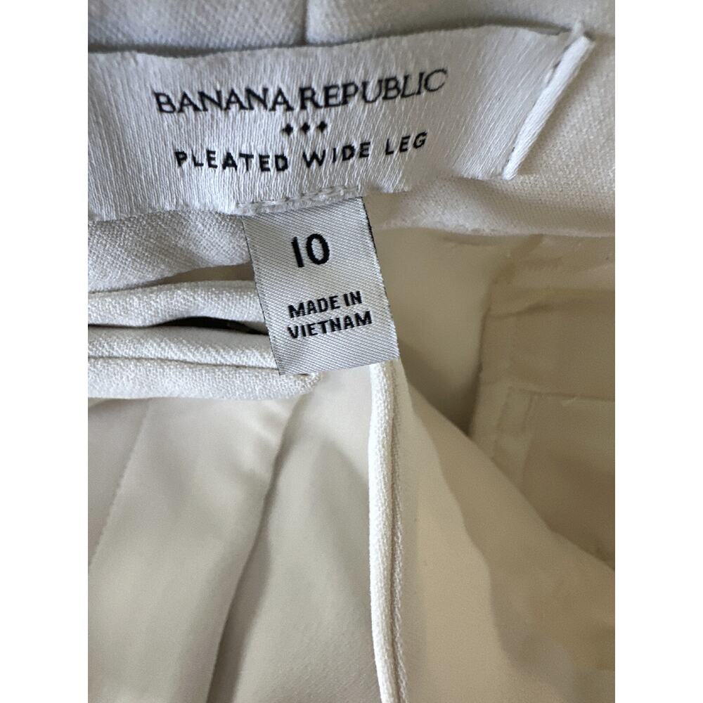 Banana Republic Relaxed Trouser Pleated Wide Leg Pockets Cream Women's Size 10 - Picture 7 of 14